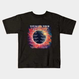 Eclipse Path Tour Map — April 8, 2024 Total Solar Eclipse Kids T-Shirt